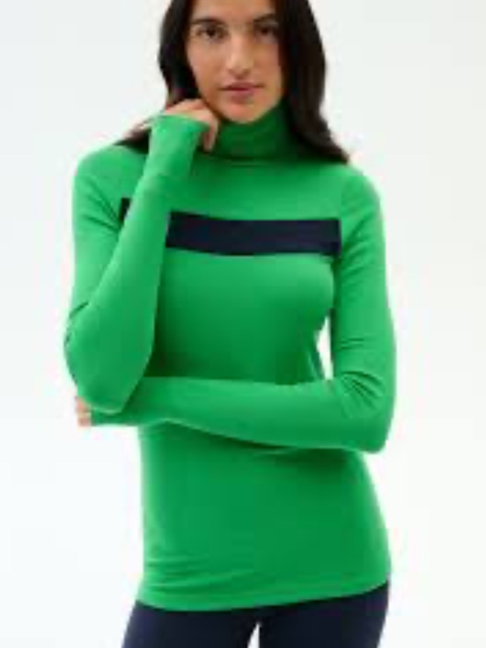 Splits59 Lennon Rib Turtleneck in Jersey features a vibrant green ribbed small